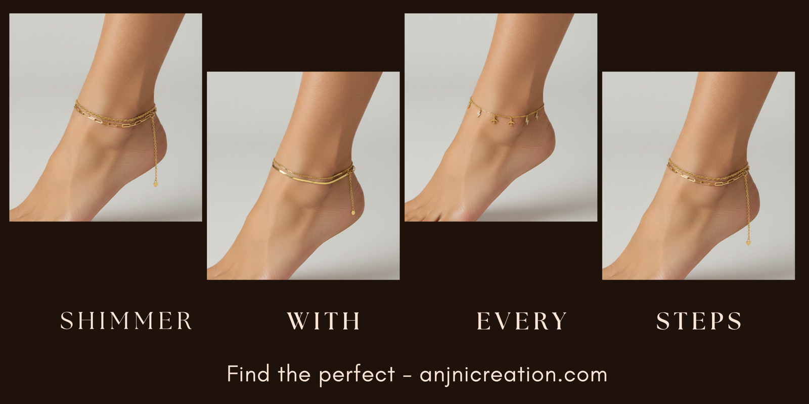 Kiyu Ziyu By Anjni Creation Anti Tarnish Gold Plated Anklets