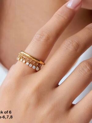 LR-V350G Anti-Tarnish Stainless Steel Rings Pack of 6 Each Size 2 Pieces