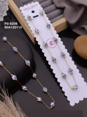 PS-8208 Anti-Tarnish Stainless Steel Crystal Necklace