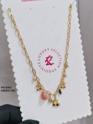 PS-8363 Anti-Tarnish Stainless Steel Crystal Necklace