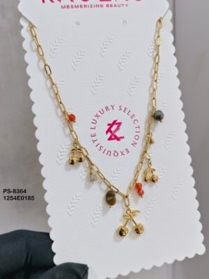 PS-8364 Anti-Tarnish Stainless Steel Crystal Necklace