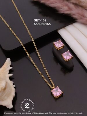 SET-102 Anti-Tarnish Stainless Steel Chain Necklace With Earrings Combo Set