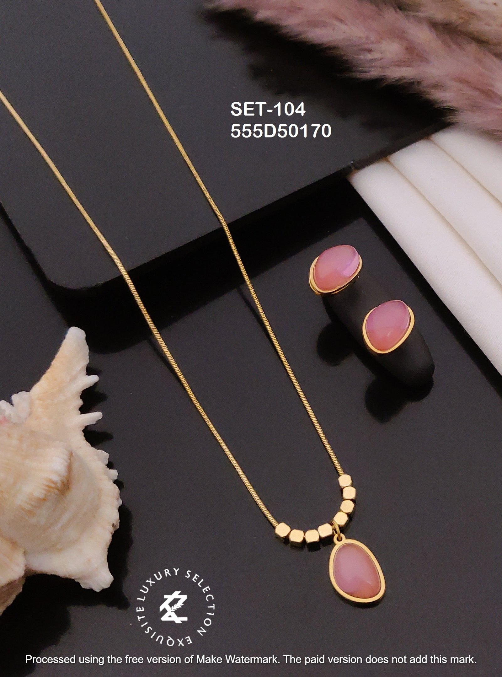 SET-104 Anti-Tarnish Stainless Steel Chain Necklace With Earrings Combo Set