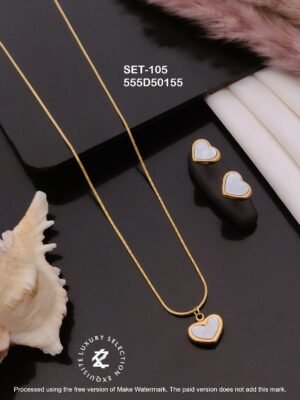 SET-105 Anti-Tarnish Stainless Steel Chain Necklace With Earrings Combo Set