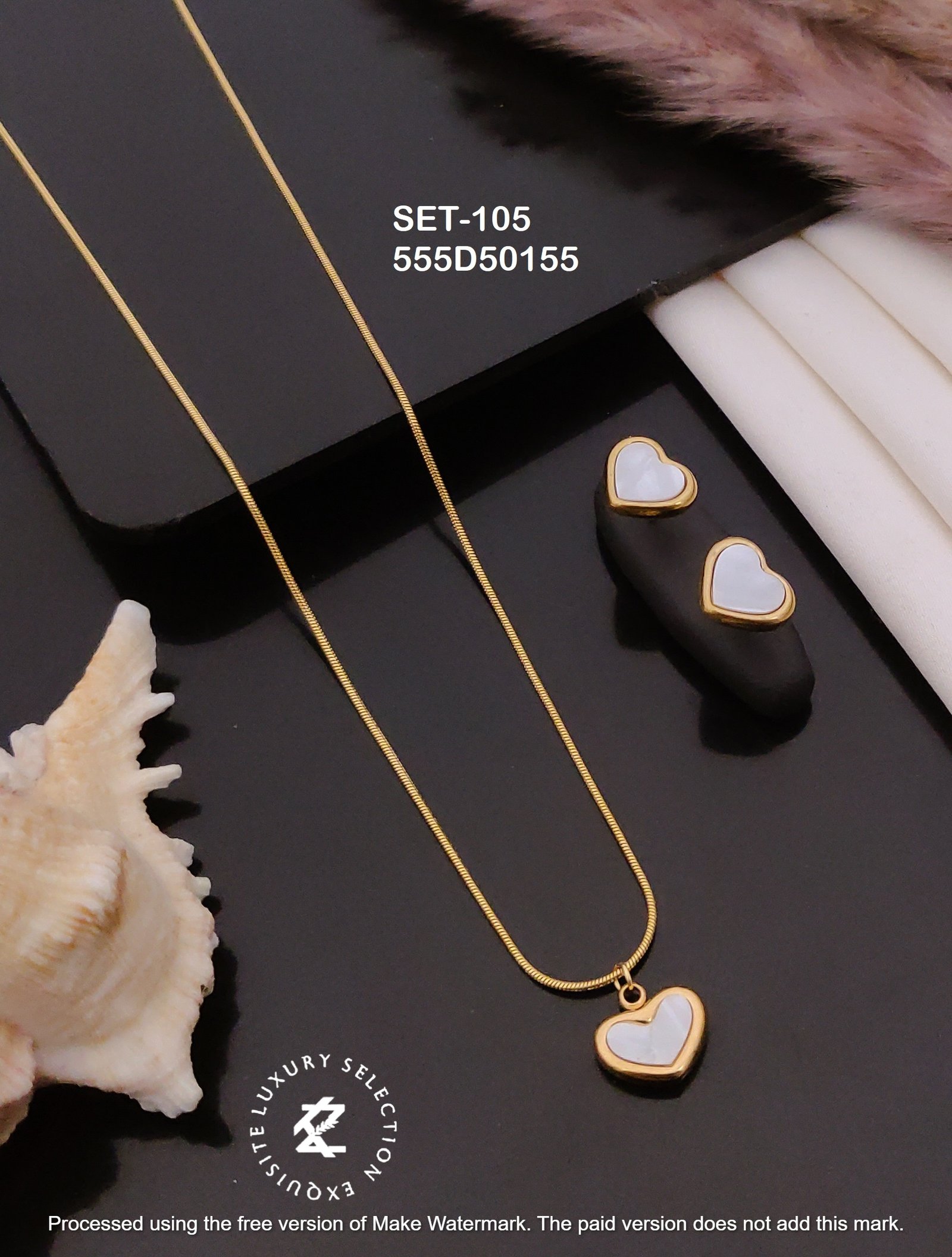 SET-105 Anti-Tarnish Stainless Steel Chain Necklace With Earrings Combo Set