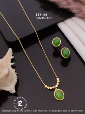 SET-108 Anti-Tarnish Stainless Steel Chain Necklace With Earrings Combo Set