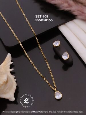 SET-109 Anti-Tarnish Stainless Steel Chain Necklace With Earrings Combo Set