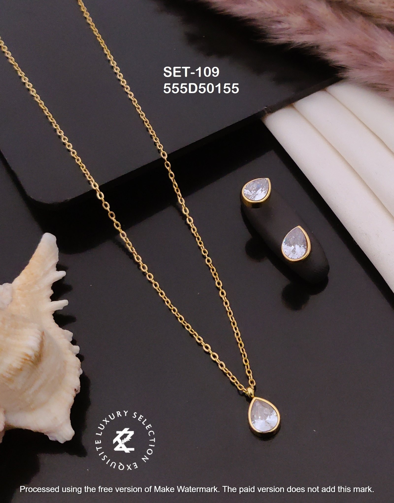 SET-109 Anti-Tarnish Stainless Steel Chain Necklace With Earrings Combo Set