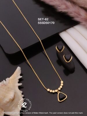 SET-82 Anti-Tarnish Stainless Steel Chain Necklace With Earrings Combo Set