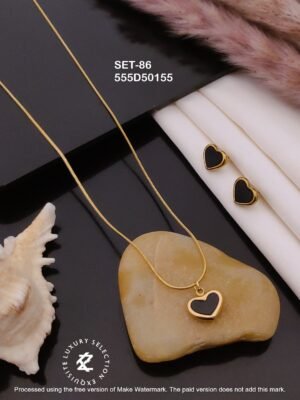 SET-86 Anti-Tarnish Stainless Steel Chain Necklace With Earrings Combo Set