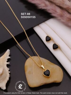 SET-88 Anti-Tarnish Stainless Steel Chain Necklace With Earrings Combo Set