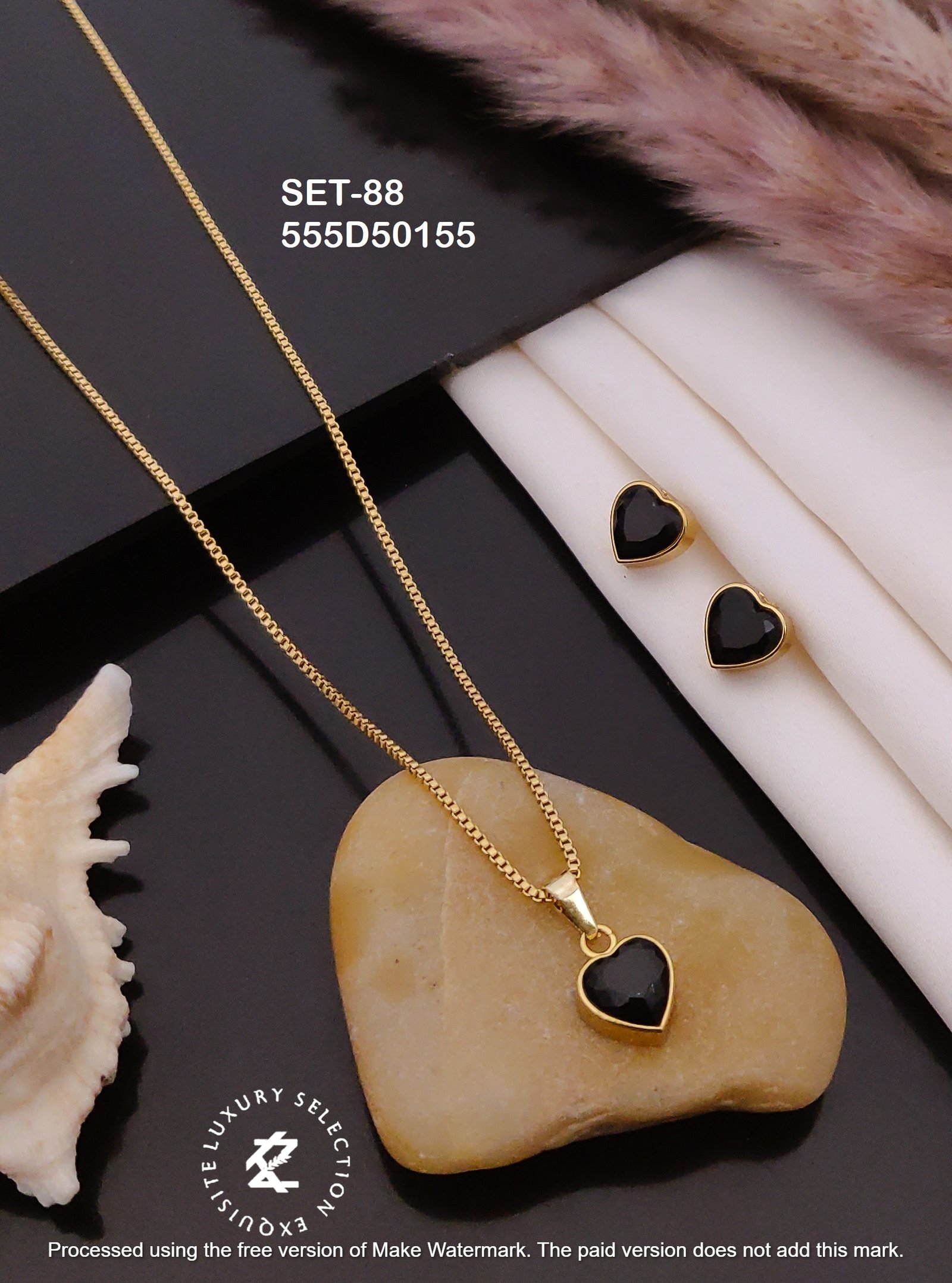 SET-88 Anti-Tarnish Stainless Steel Chain Necklace With Earrings Combo Set