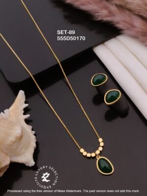 SET-89 Anti-Tarnish Stainless Steel Chain Necklace With Earrings Combo Set