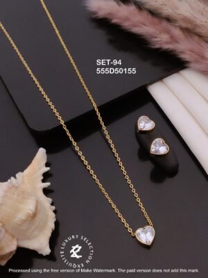 SET-94 Anti-Tarnish Stainless Steel Chain Necklace With Earrings Combo Set