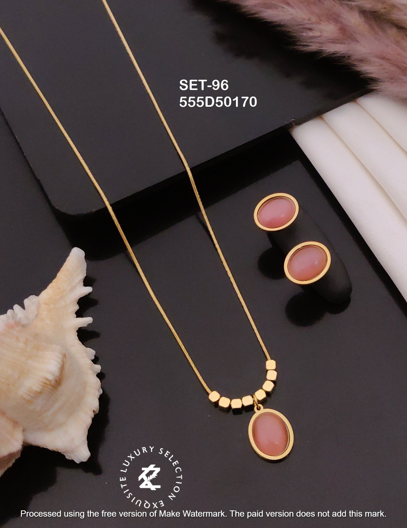 SET-96 Anti-Tarnish Stainless Steel Chain Necklace With Earrings Combo Set