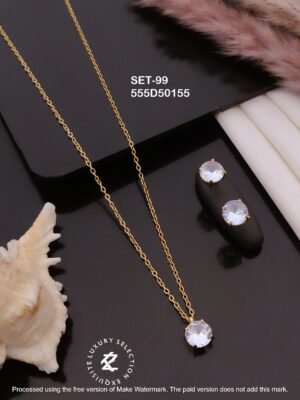 SET-99 Anti-Tarnish Stainless Steel Chain Necklace With Earrings Combo Set