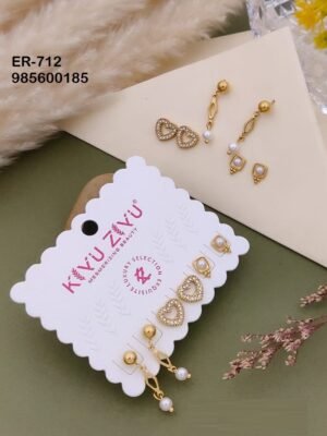 ER-712 Set Of 3 Pair Anti Tarnish Stainless Steel  Earrings