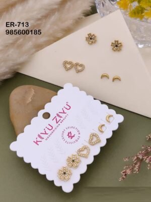 ER-713 Set Of 3 Pair Anti Tarnish Stainless Steel  Earrings