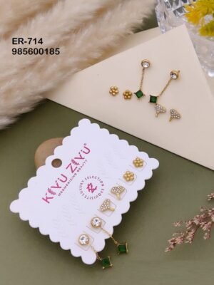 ER-714 Set Of 3 Pair Anti Tarnish Stainless Steel  Earrings