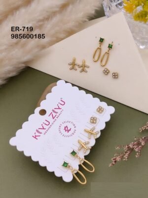 ER-719 Set Of 3 Pair Anti Tarnish Stainless Steel  Earrings