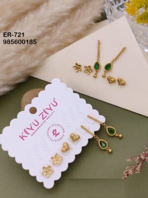 ER-721 Set Of 3 Pair Anti Tarnish Stainless Steel  Earrings
