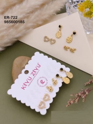 ER-722 Set Of 3 Pair Anti Tarnish Stainless Steel  Earrings
