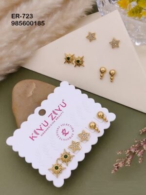 ER-723 Set Of 3 Pair Anti Tarnish Stainless Steel  Earrings