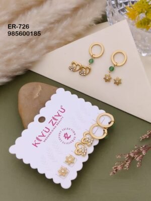 ER-726 Set Of 3 Pair Anti Tarnish Stainless Steel  Earrings