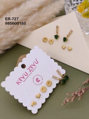 ER-727 Set Of 3 Pair Anti Tarnish Stainless Steel  Earrings