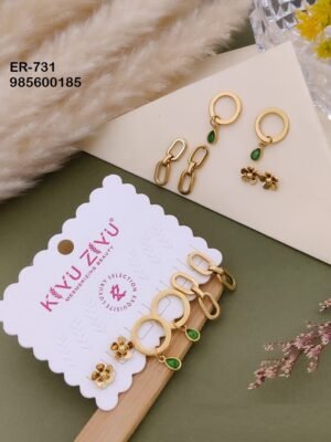 ER-731 Set Of 3 Pair Anti Tarnish Stainless Steel  Earrings