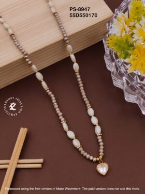 PS-8947 Anti-Tarnish Stainless Steel Crystal Necklace