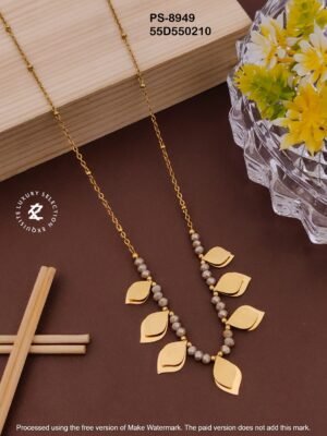 PS-8949 Anti-Tarnish Stainless Steel Crystal Necklace