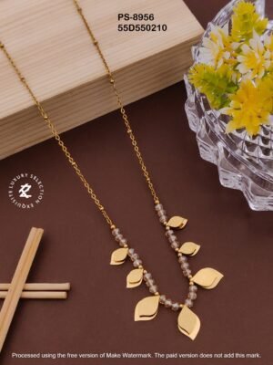 PS-8956 Anti-Tarnish Stainless Steel Crystal Necklace