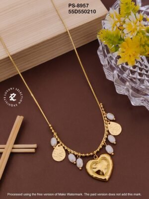 PS-8957 Anti-Tarnish Stainless Steel Crystal Necklace