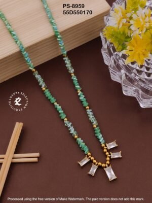 PS-8959 Anti-Tarnish Stainless Steel Crystal Necklace