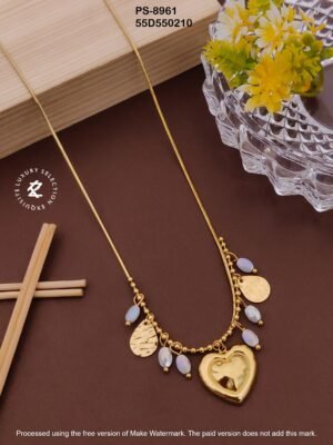 PS-8961 Anti-Tarnish Stainless Steel Crystal Necklace
