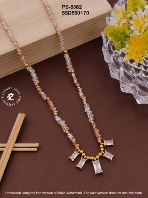 PS-8962 Anti-Tarnish Stainless Steel Crystal Necklace