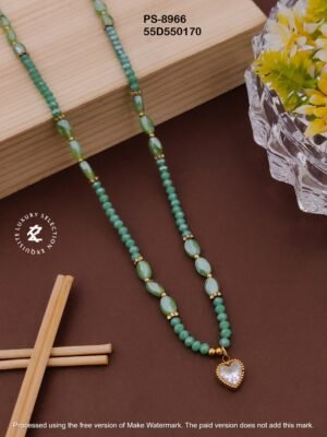 PS-8966 Anti-Tarnish Stainless Steel Crystal Necklace