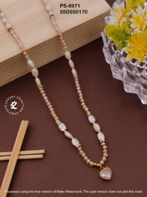 PS-8971 Anti-Tarnish Stainless Steel Crystal Necklace