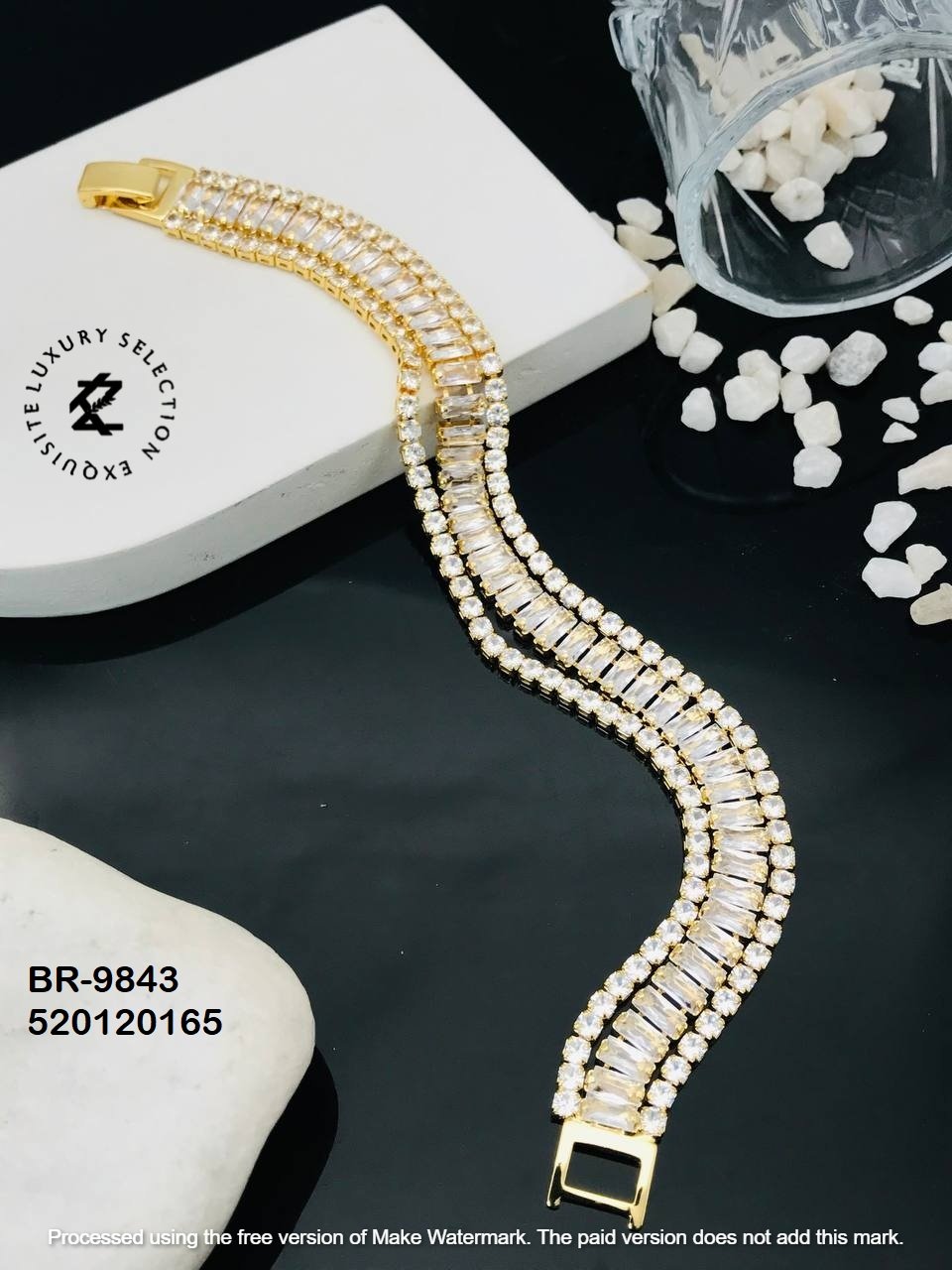 BR-9843 Anti-Tarnish Stainless Steel Tennis Chain Bracelets