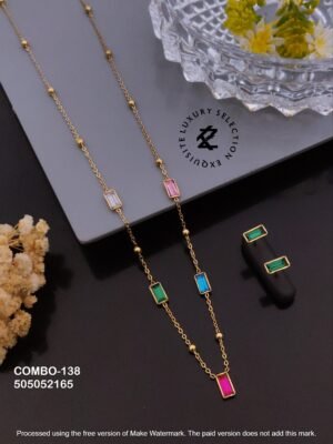 COMBO-138 Anti-Tarnish Stainless Steel Necklace And Earring  Combo Set