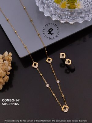 COMBO-141 Anti-Tarnish Stainless Steel Necklace And Earring  Combo Set