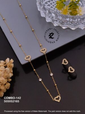 COMBO-142 Anti-Tarnish Stainless Steel Necklace And Earring  Combo Set