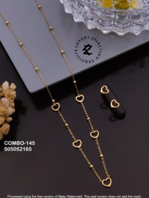 COMBO-145 Anti-Tarnish Stainless Steel Necklace And Earring  Combo Set
