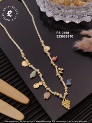 PS-9468 Anti-Tarnish Stainless Steel Summer Style Crystal Necklace
