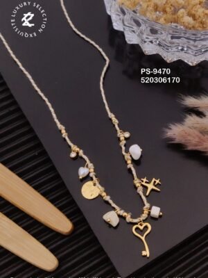 PS-9470 Anti-Tarnish Stainless Steel Summer Style Crystal Necklace