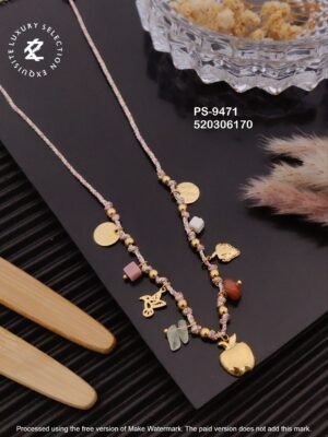PS-9471 Anti-Tarnish Stainless Steel Summer Style Crystal Necklace