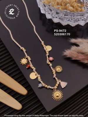 PS-9472 Anti-Tarnish Stainless Steel Summer Style Crystal Necklace
