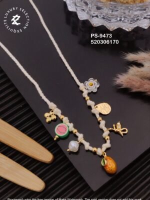 PS-9473 Anti-Tarnish Stainless Steel Summer Style Crystal Necklace