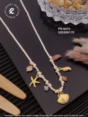 PS-9475 Anti-Tarnish Stainless Steel Summer Style Crystal Necklace